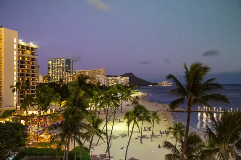 Waikiki beach at night